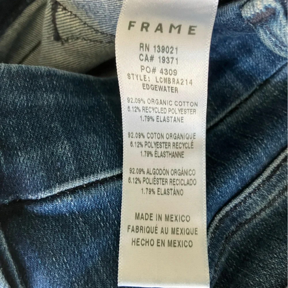 FRAME Le Crop Mini Boot Raw Hem Mid-High Rise Dark Wash Jeans Size 27 - Picture 11 of 12
